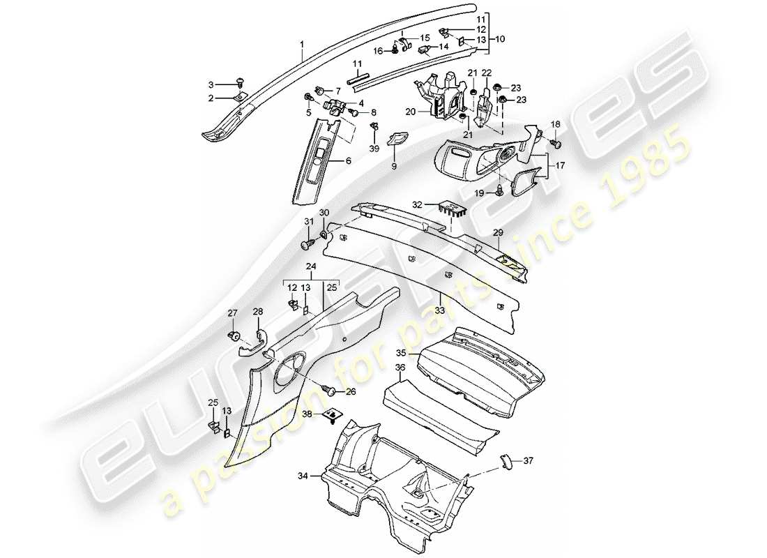 a part diagram from the porsche 2007 (997-1) parts catalogue
