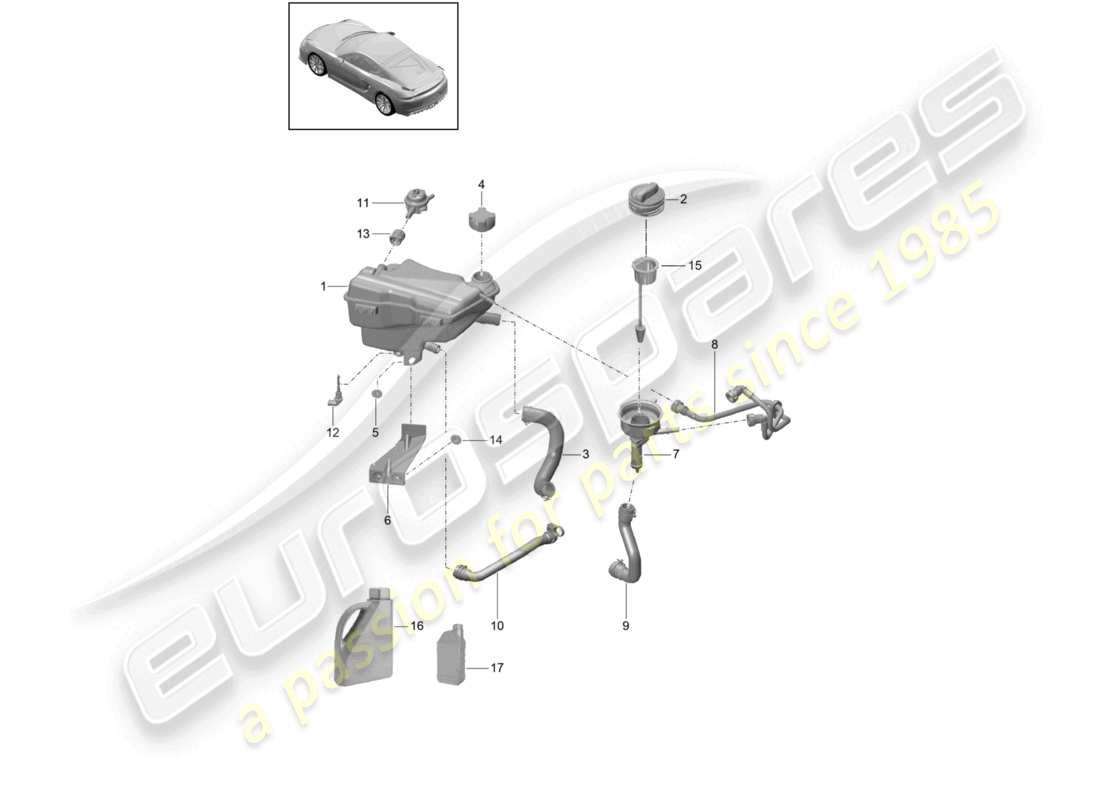 VIEW PARTS DIAGRAMS FROM THE PORSCHE CAYMAN PARTS CATALOGUE a part diagram from the porsche cayman parts catalogue