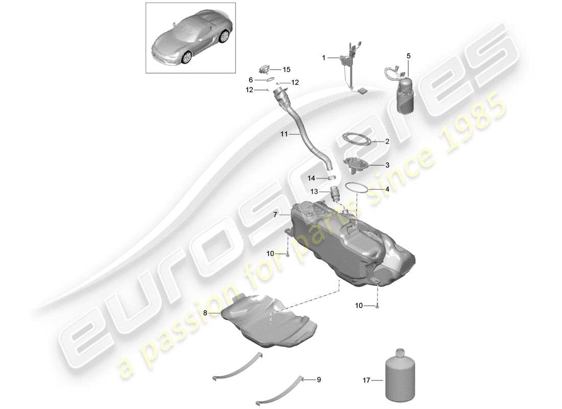 a part diagram from the porsche 2016 (981 boxster spyder) parts catalogue