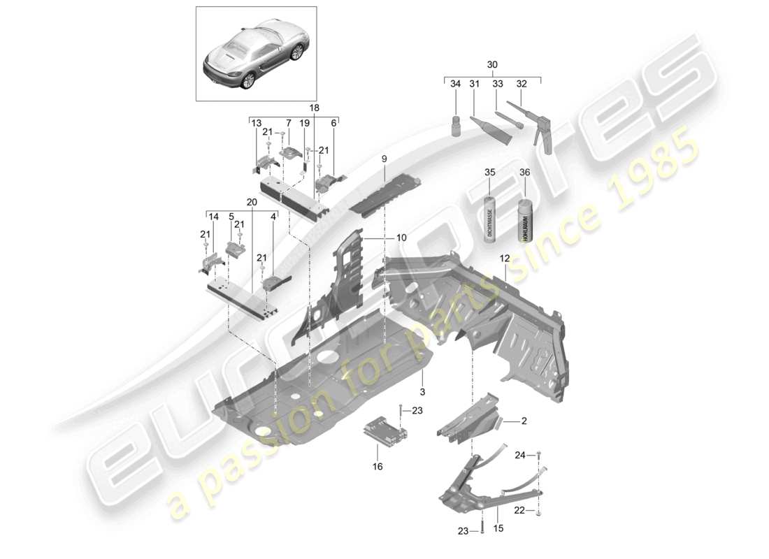 VIEW PARTS DIAGRAMS FROM THE PORSCHE BOXSTER PARTS CATALOGUE a part diagram from the porsche boxster parts catalogue