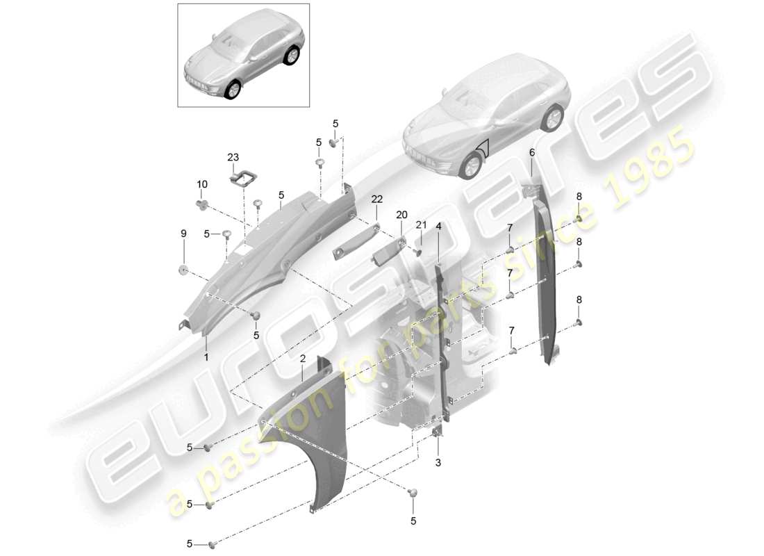 a part diagram from the porsche 2018 (macan) parts catalogue