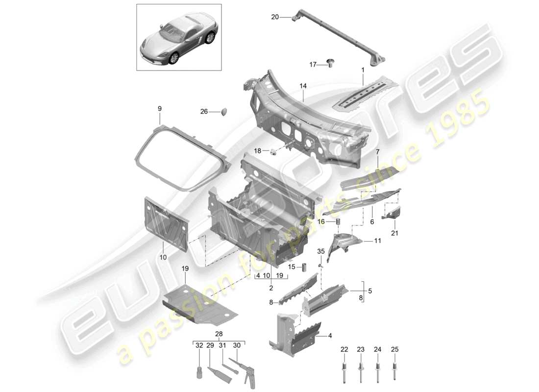 a part diagram from the porsche 2018 (718 boxster) parts catalogue
