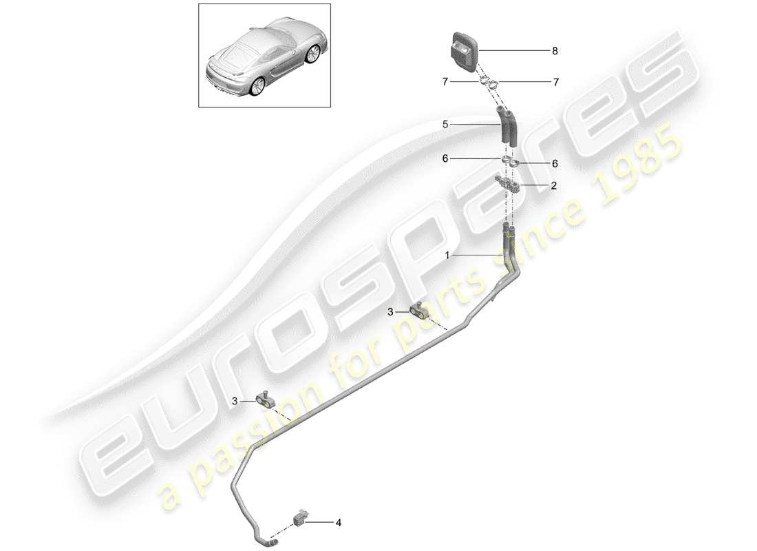 VIEW PARTS DIAGRAMS FROM THE PORSCHE CAYMAN PARTS CATALOGUE a part diagram from the porsche cayman parts catalogue