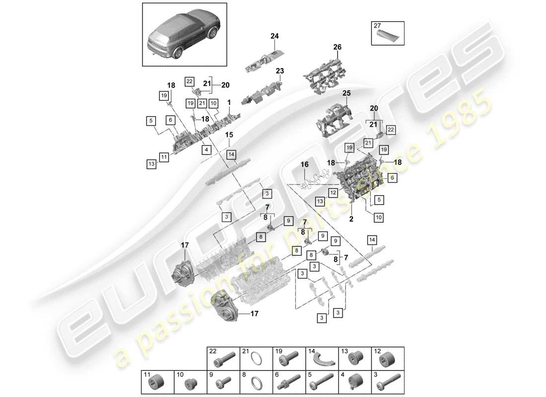 VIEW PARTS DIAGRAMS FROM THE PORSCHE CAYENNE PARTS CATALOGUE a part diagram from the porsche cayenne parts catalogue