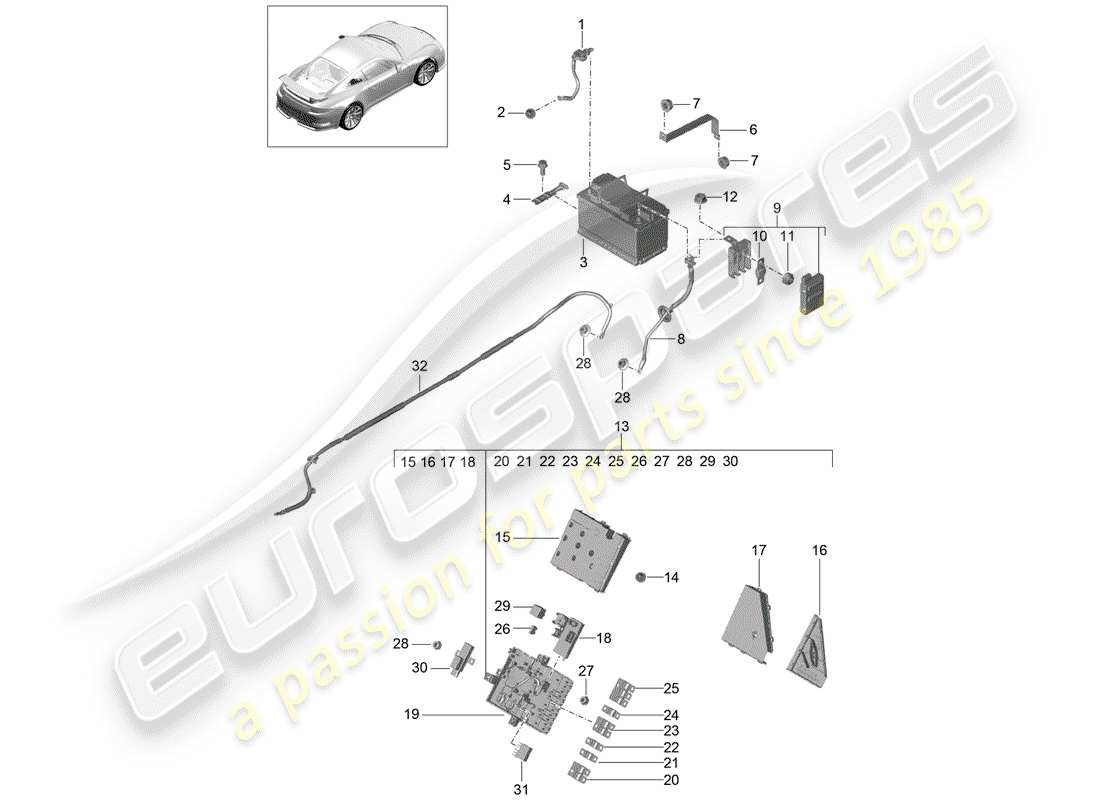 a part diagram from the porsche 2016 (991-1 r/gt3/rs) parts catalogue