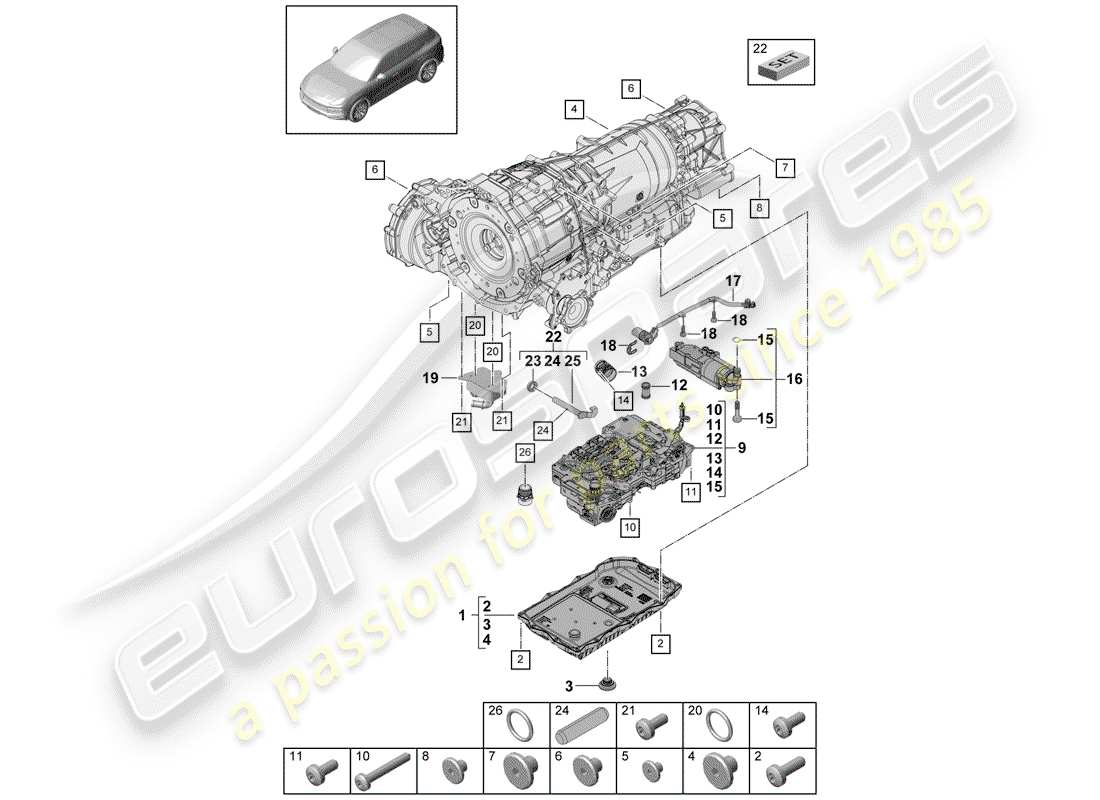 a part diagram from the porsche cayenne parts catalogue