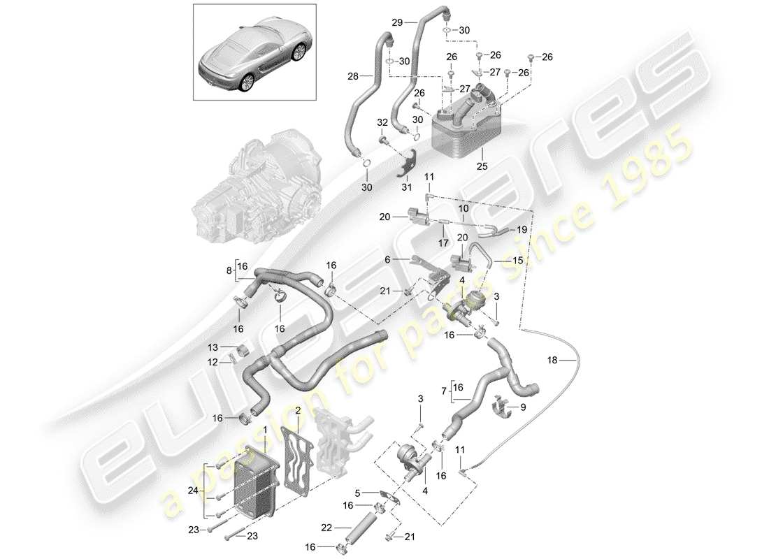 a part diagram from the porsche cayman parts catalogue