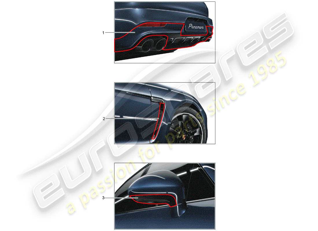 a part diagram from the porsche 2011 (tequipment panamera) parts catalogue
