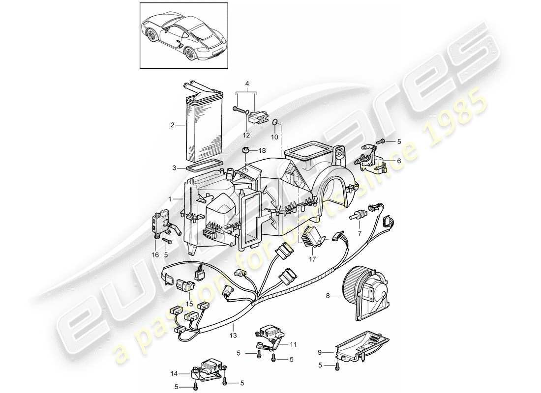 VIEW PARTS DIAGRAMS FROM THE PORSCHE CAYMAN PARTS CATALOGUE a part diagram from the porsche cayman parts catalogue