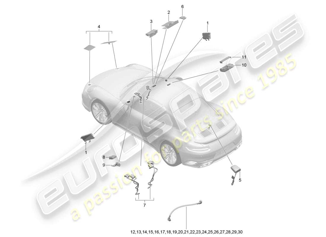 a part diagram from the porsche 2019 (991-2 turbo) parts catalogue