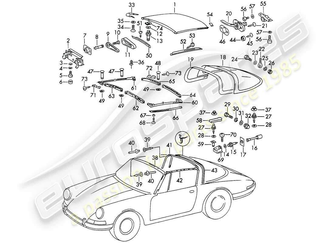 a part diagram from the porsche 911 parts catalogue