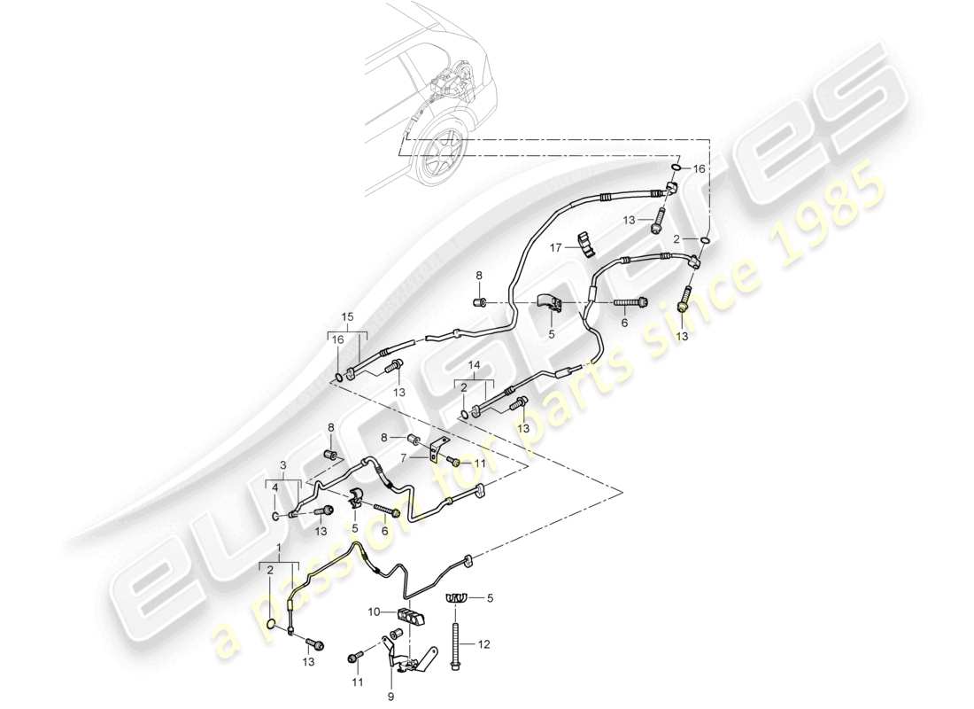VIEW PARTS DIAGRAMS FROM THE PORSCHE CAYENNE PARTS CATALOGUE a part diagram from the porsche cayenne parts catalogue