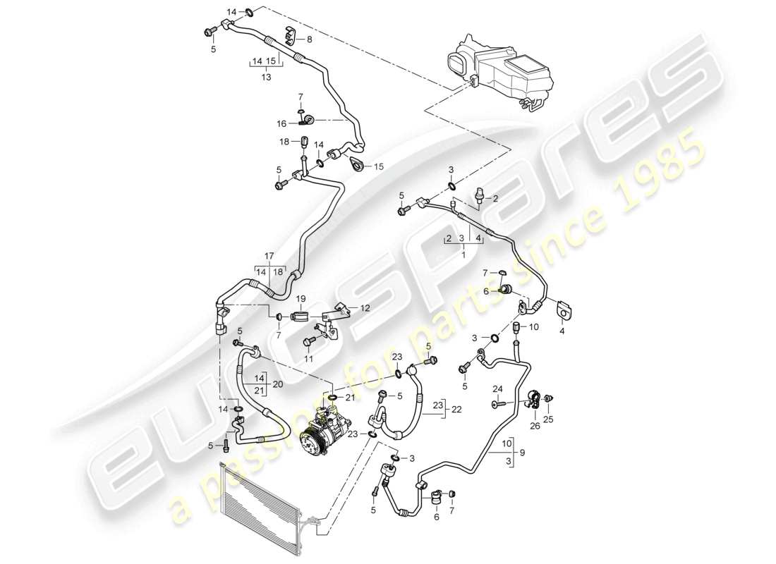 a part diagram from the porsche 2010 (cayenne e1 9pa) parts catalogue