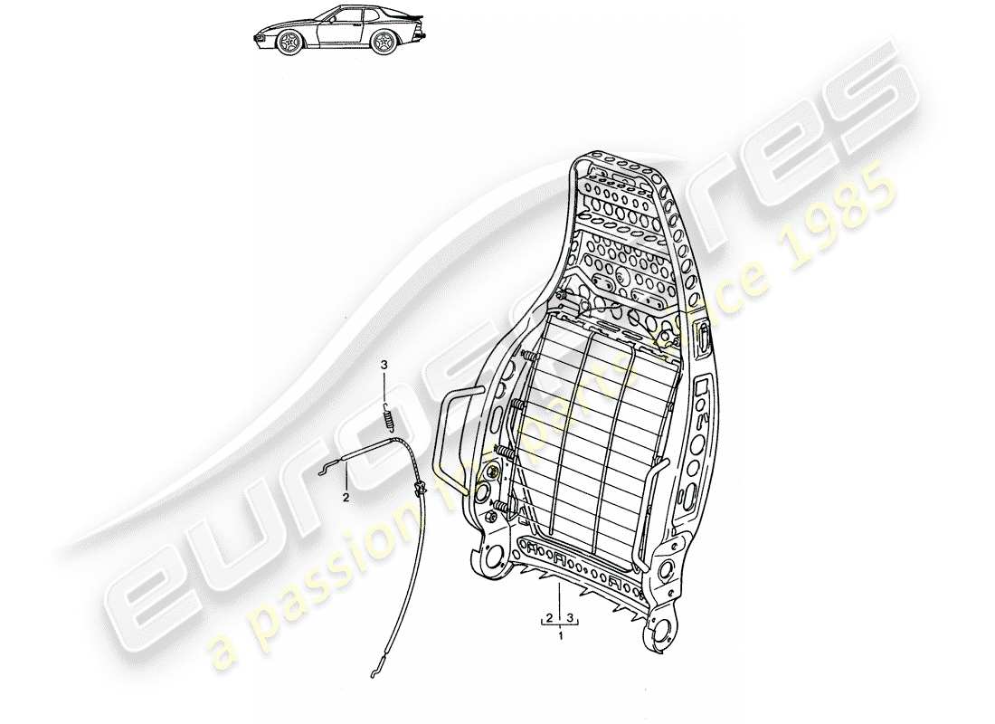 a part diagram from the porsche 1997 (seats for 944/968/911/928) parts catalogue