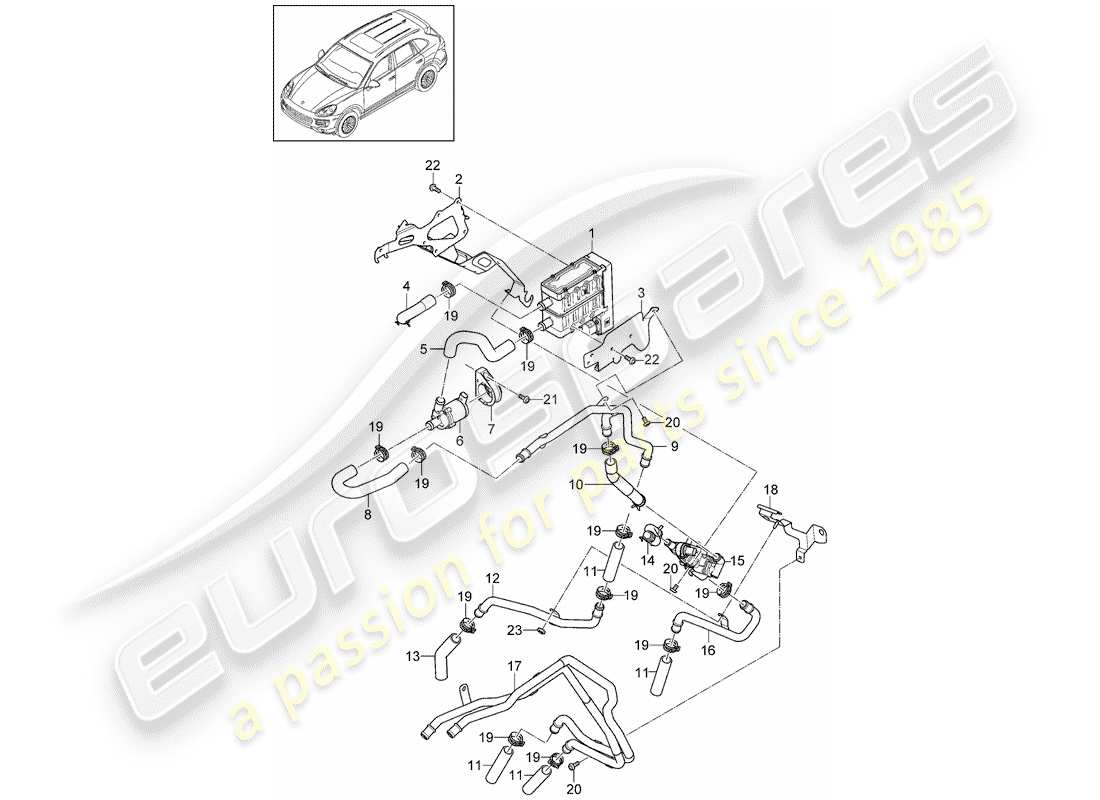 a part diagram from the porsche 2012 (cayenne e2 92a) parts catalogue