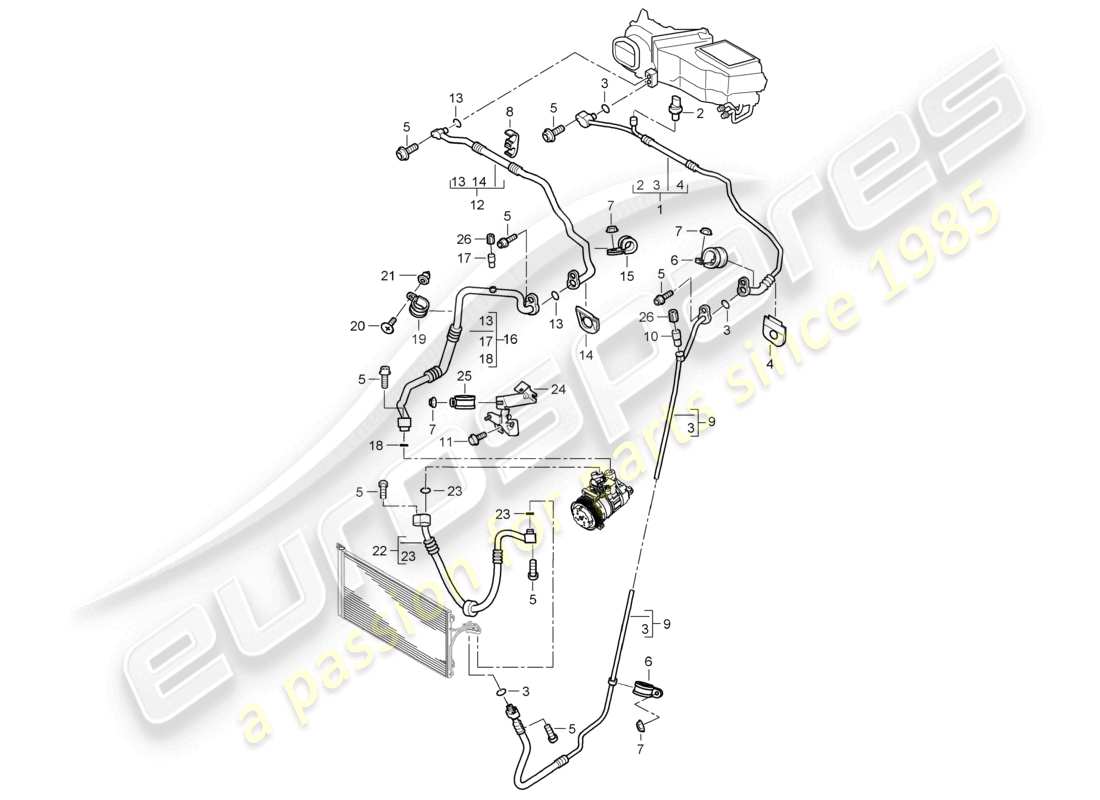 a part diagram from the porsche 2004 (cayenne e1 9pa) parts catalogue