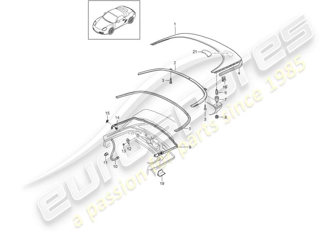 VIEW PARTS DIAGRAMS FROM THE PORSCHE BOXSTER PARTS CATALOGUE a part diagram from the porsche boxster parts catalogue