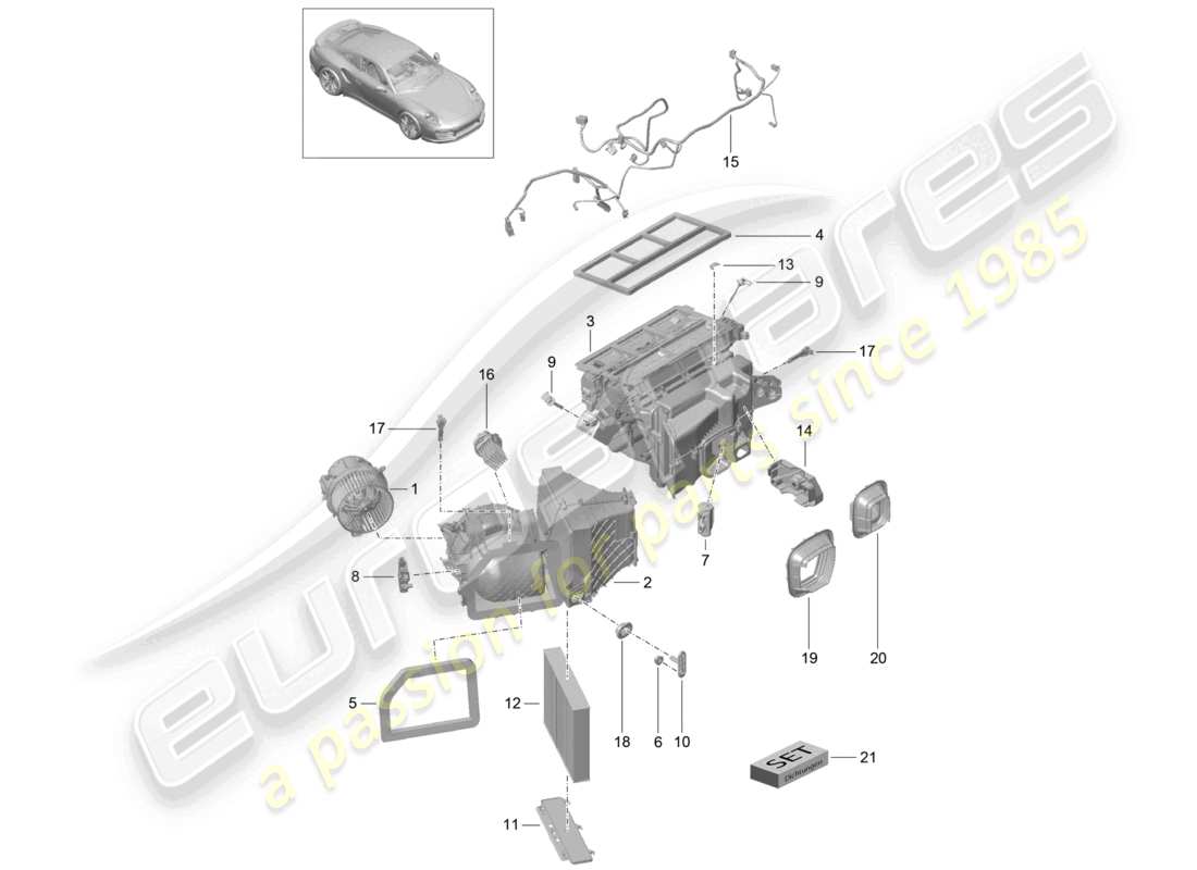 a part diagram from the porsche 991 parts catalogue