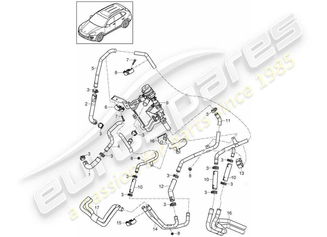 a part diagram from the porsche 2012 (cayenne e2 92a) parts catalogue