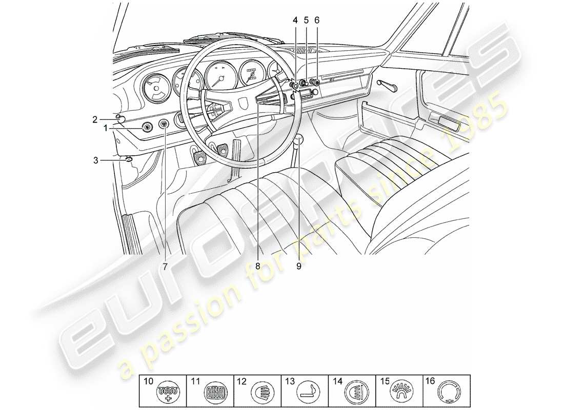porsche 1971 (911) button - switch - d - mj 1968>> part diagram