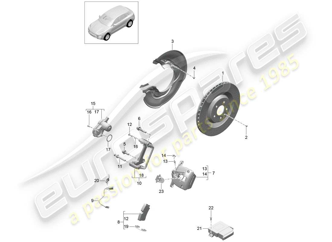 porsche 2015 (macan) disc brakes part diagram