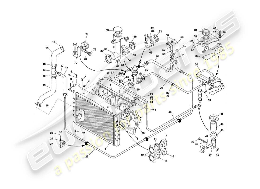 a part diagram from the aston martin v8 coupe parts catalogue