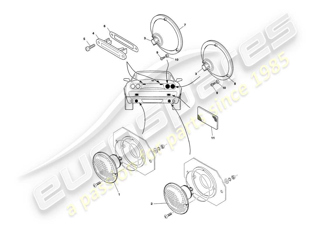 a part diagram from the aston martin v8 coupe (2000) parts catalogue