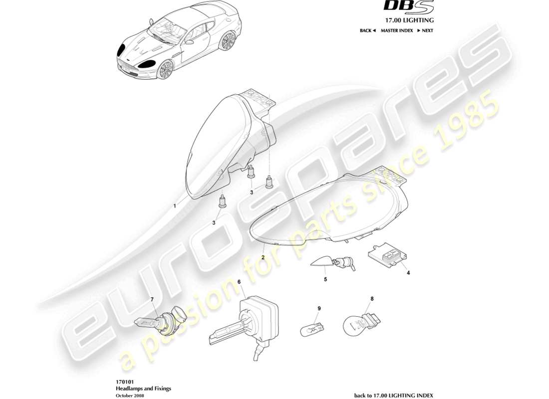 a part diagram from the aston martin dbs (2014) parts catalogue