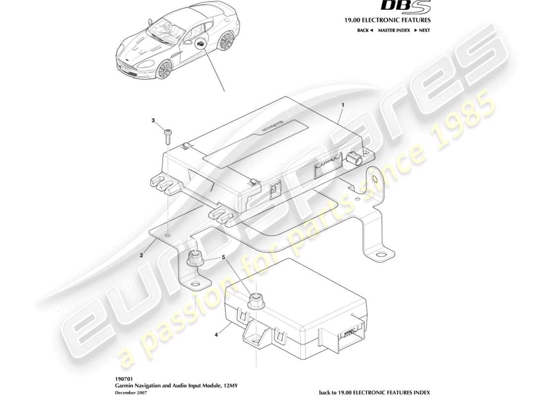 VIEW PARTS DIAGRAMS FROM THE ASTON MARTIN DBS PARTS CATALOGUE a part diagram from the aston martin dbs parts catalogue
