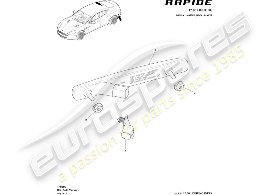 a part diagram from the aston martin rapide parts catalogue