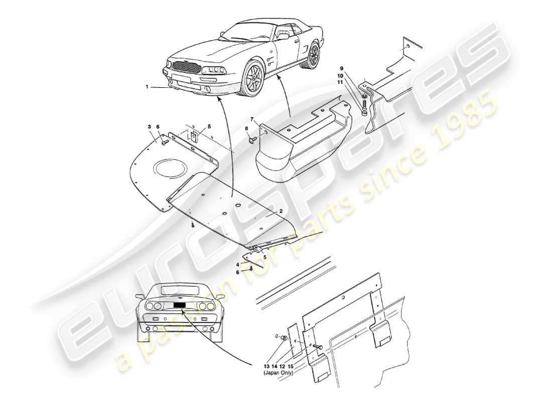 aston martin v8 volante (1998) body fittings parts diagram