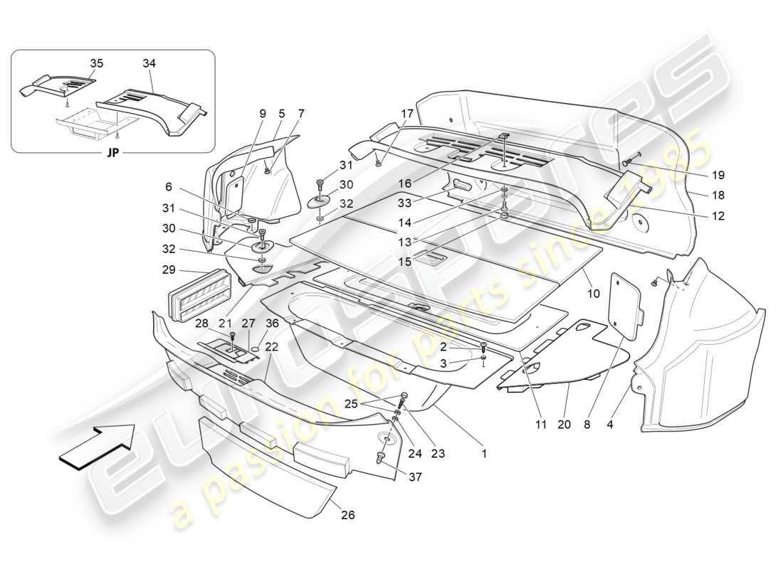 a part diagram from the maserati granturismo (2012) parts catalogue