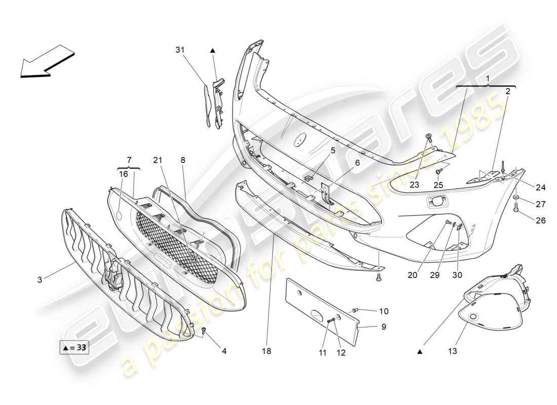 a part diagram from the maserati granturismo sport parts catalogue