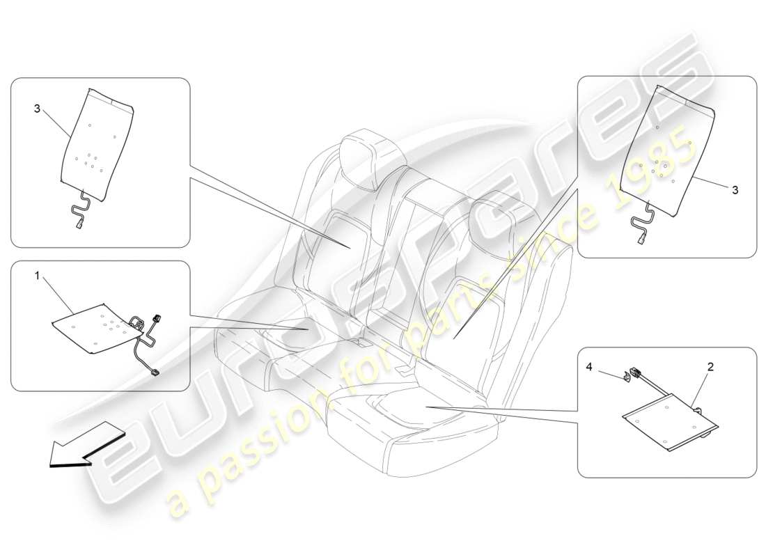 a part diagram from the maserati quattroporte m156 (2014 onwards) parts catalogue