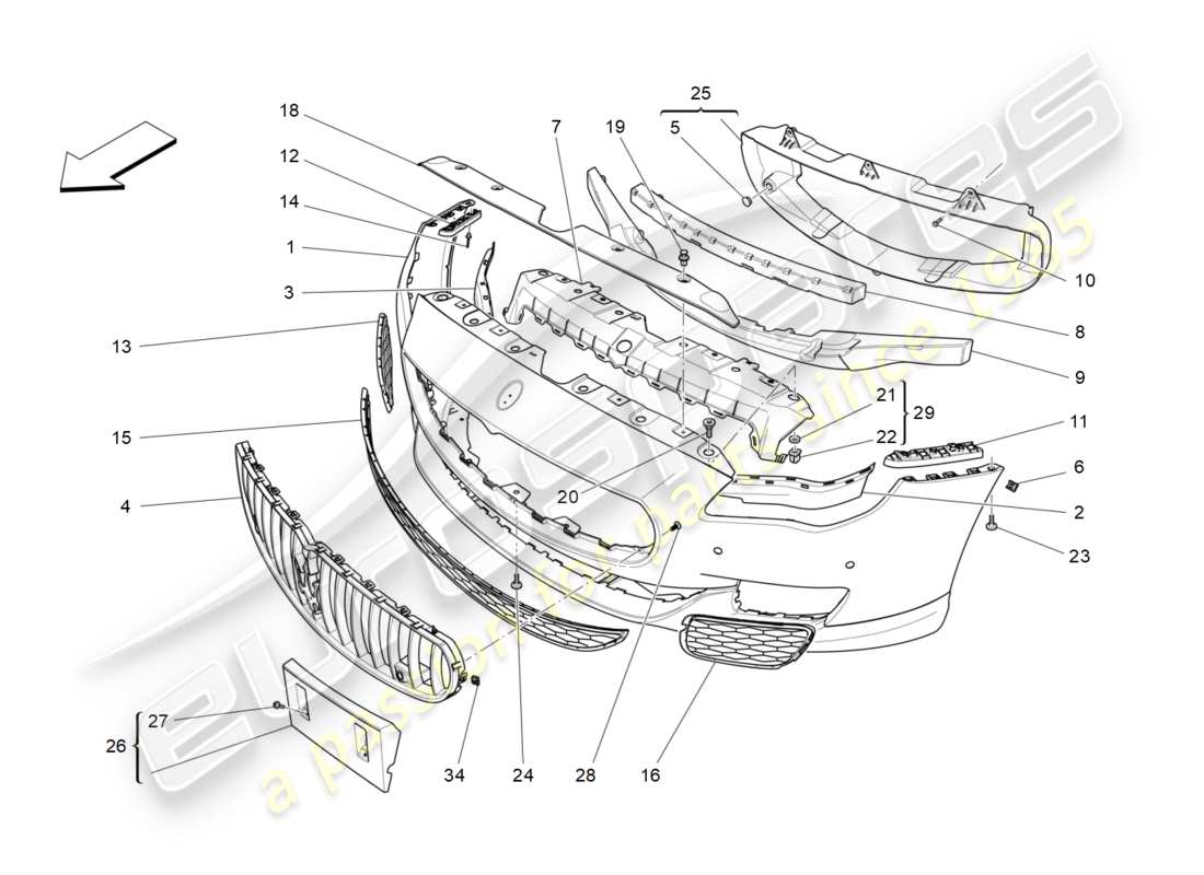 a part diagram from the maserati qtp 3.0 bt v6 410hp (2014) parts catalogue