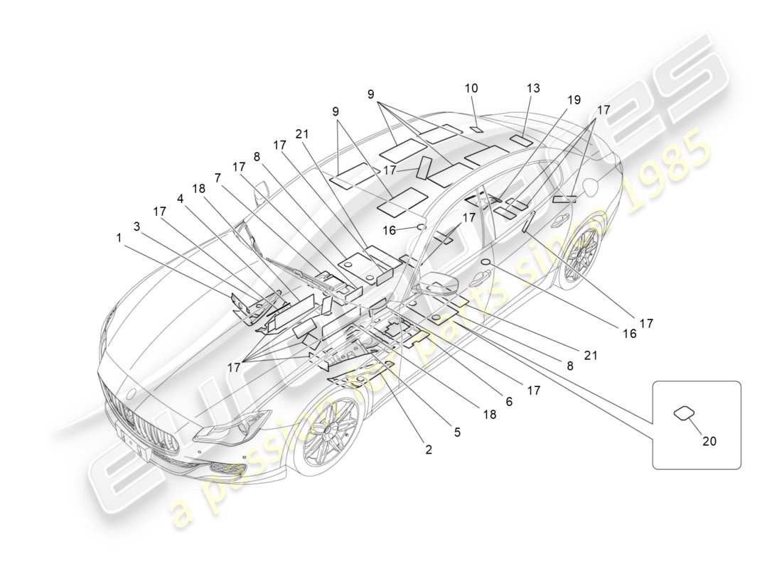 a part diagram from the maserati qtp 3.0 tds v6 275hp (2015) parts catalogue
