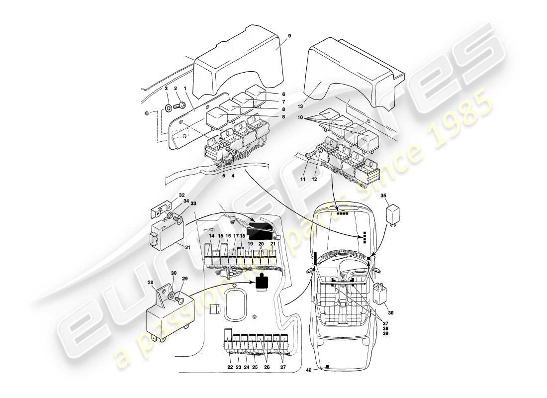 a part diagram from the aston martin v8 volante (1997) parts catalogue