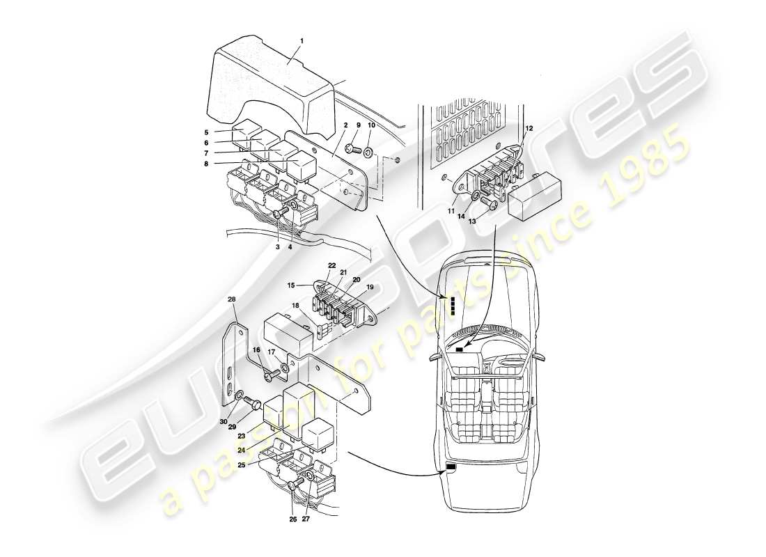 a part diagram from the aston martin v8 volante parts catalogue