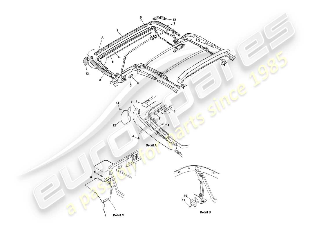 a part diagram from the aston martin v8 volante parts catalogue