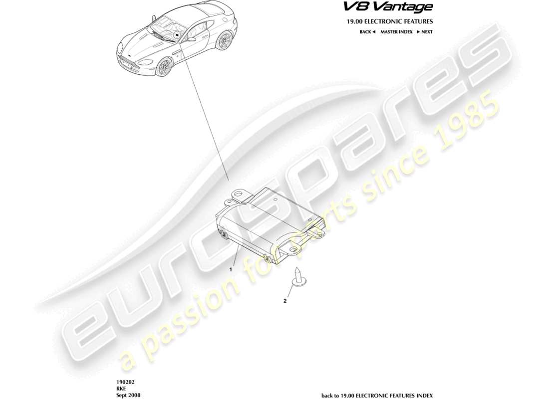 a part diagram from the Aston Martin V8 Vantage (2013) parts catalogue