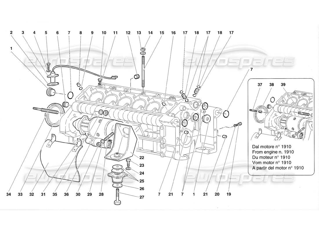 a part diagram from the lamborghini diablo sv (1998) parts catalogue