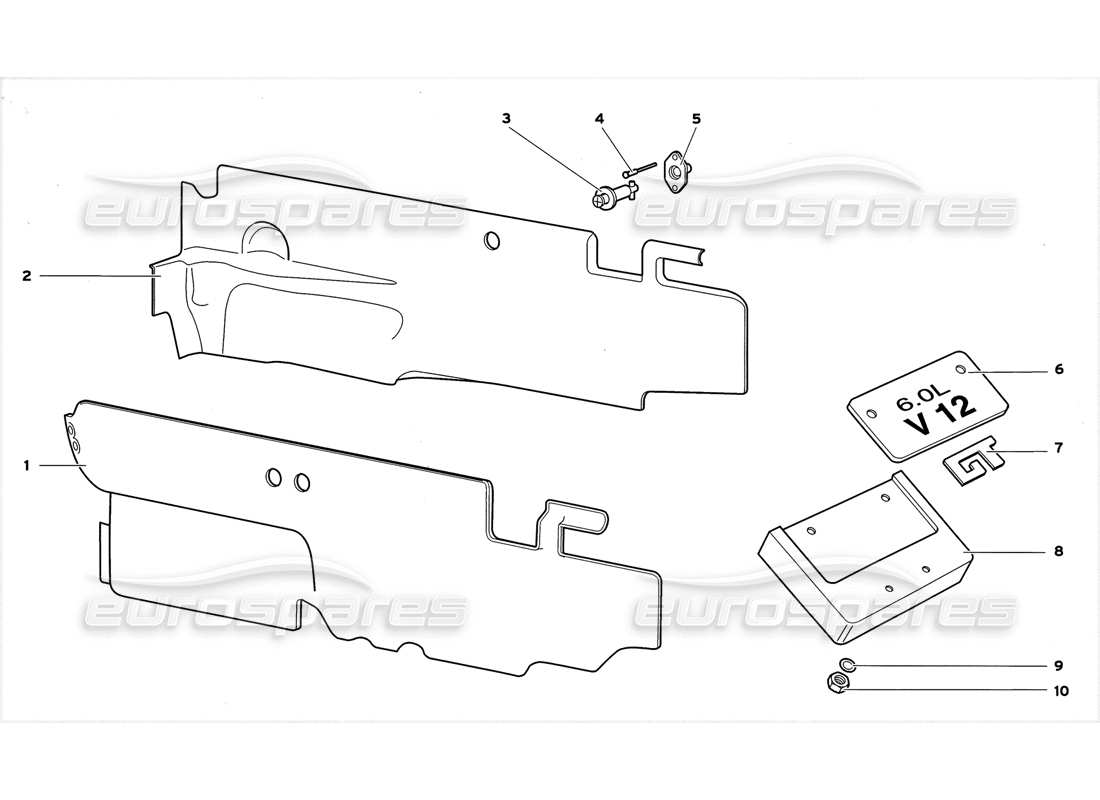 lamborghini diablo gt (1999) engine compartment parts diagram