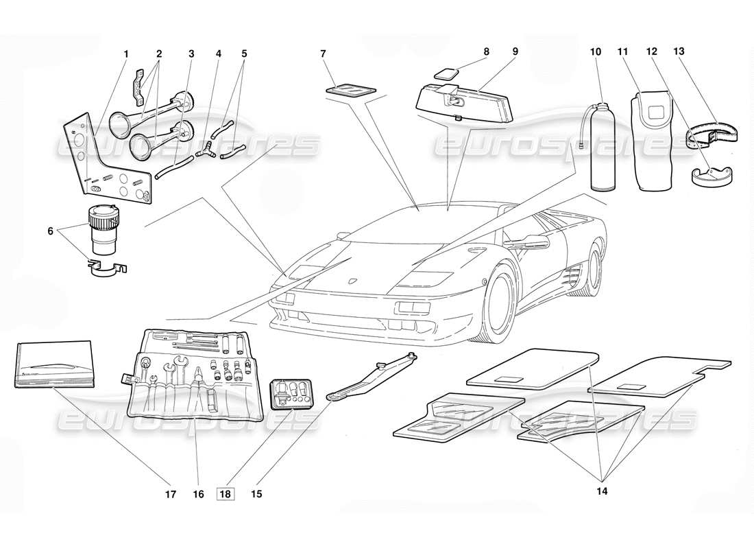a part diagram from the Lamborghini Diablo (1991) parts catalogue