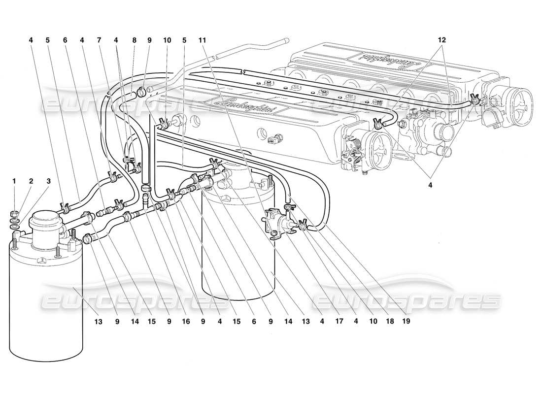 a part diagram from the lamborghini diablo sv (1997) parts catalogue