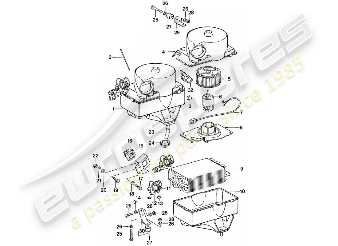 porsche 924 (1983) air conditioner part diagram