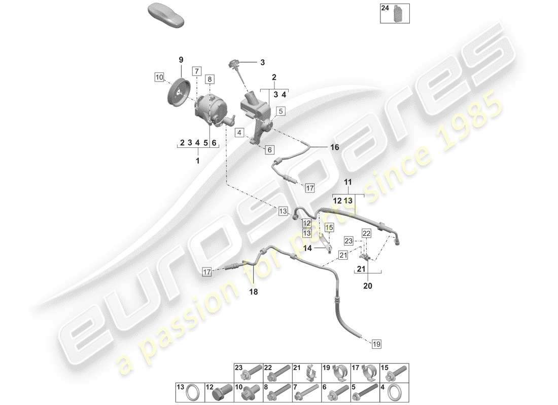 porsche 2019 (992-1) hydraulic pump part diagram