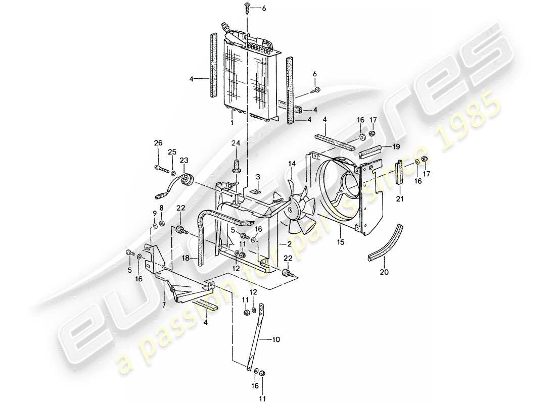 porsche 1998 (993) capacitor - fan parts diagram