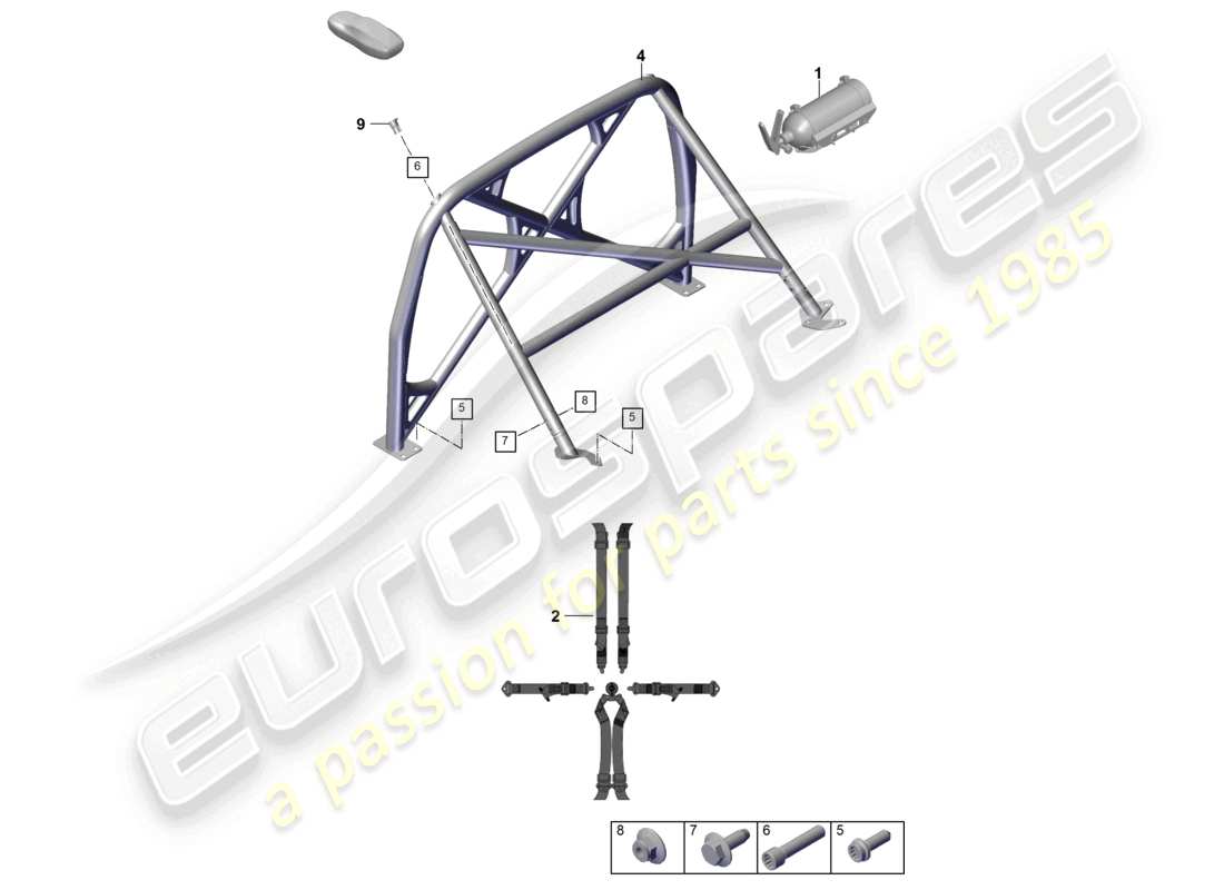 porsche 2019 (992-1) accessories roll cage part diagram