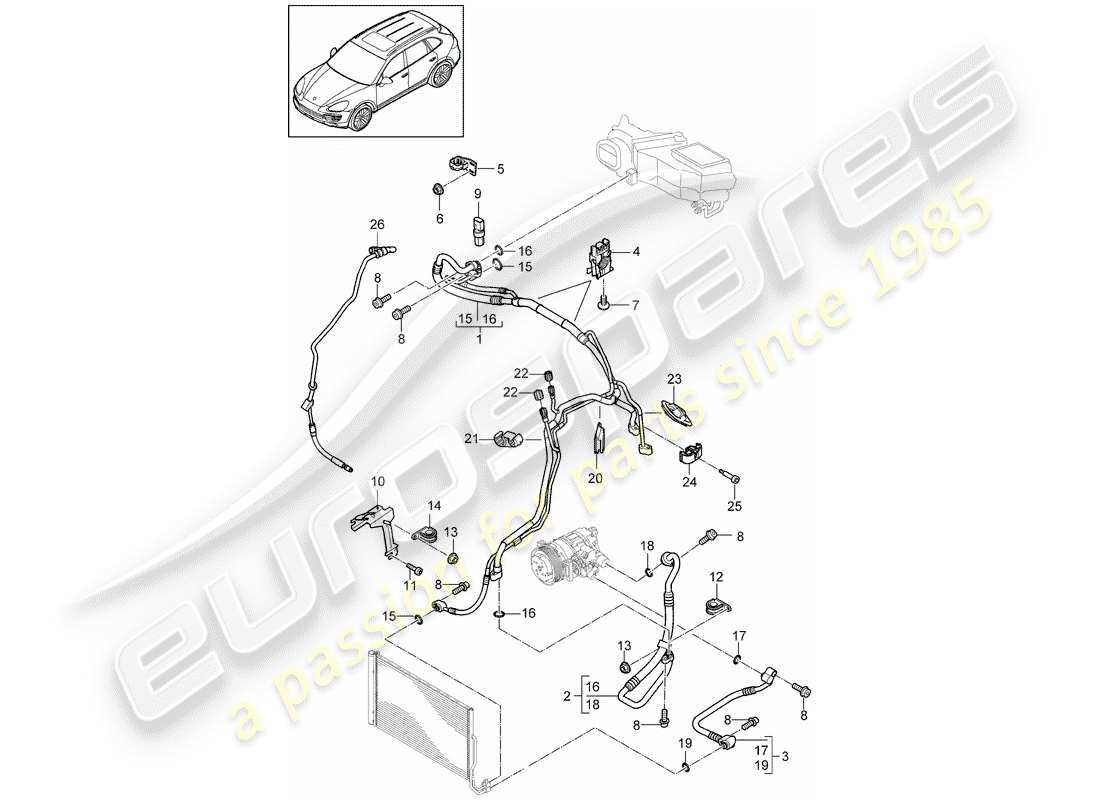 porsche 2017 (cayenne e2 92a) refrigerant circuit part diagram