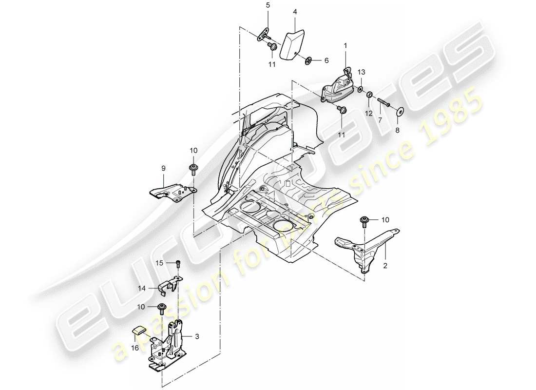 porsche 2007 (cayenne e1 9pa) seat support part diagram